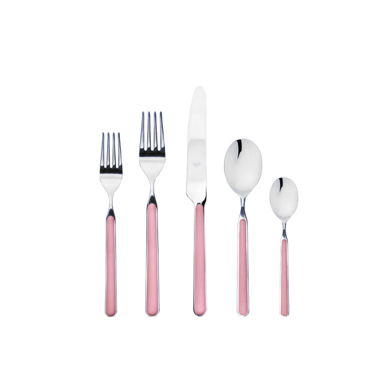 The Fantasia 20 Piece Cutlery Set from Mepra (4 of each per set) in pink.