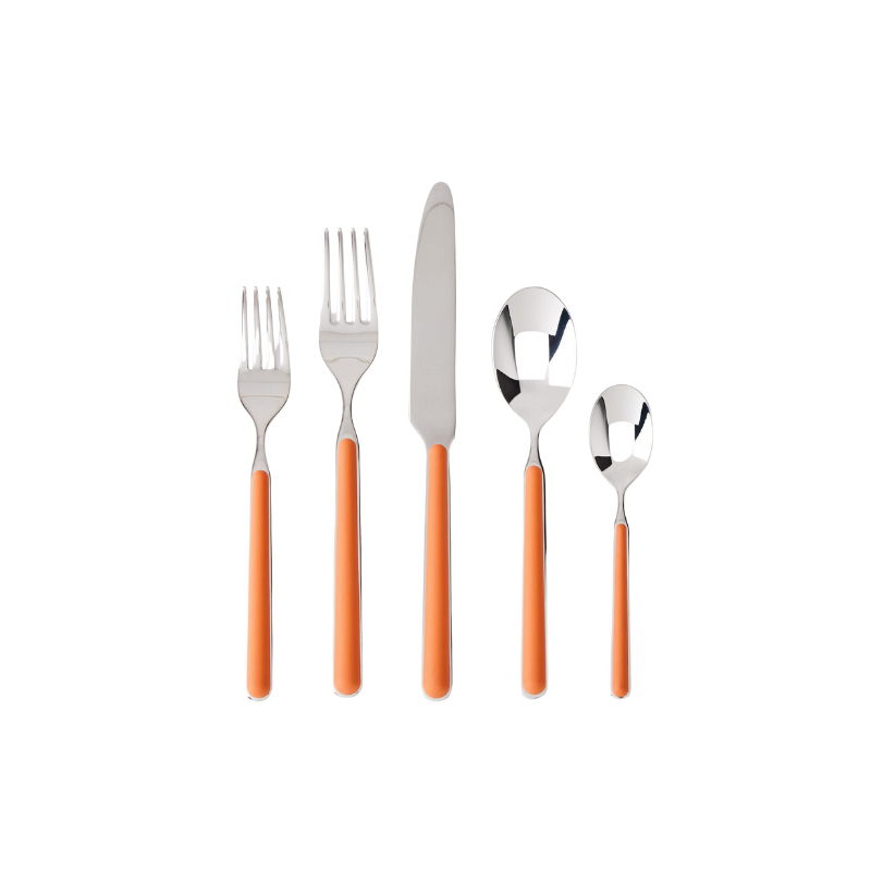 The Fantasia 20 Piece Cutlery Set from Mepra (4 of each per set) in rust.