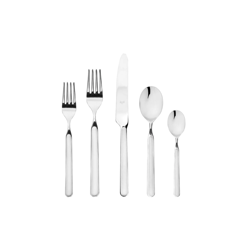 The Fantasia 20 Piece Cutlery Set from Mepra (4 of each per set) in white.