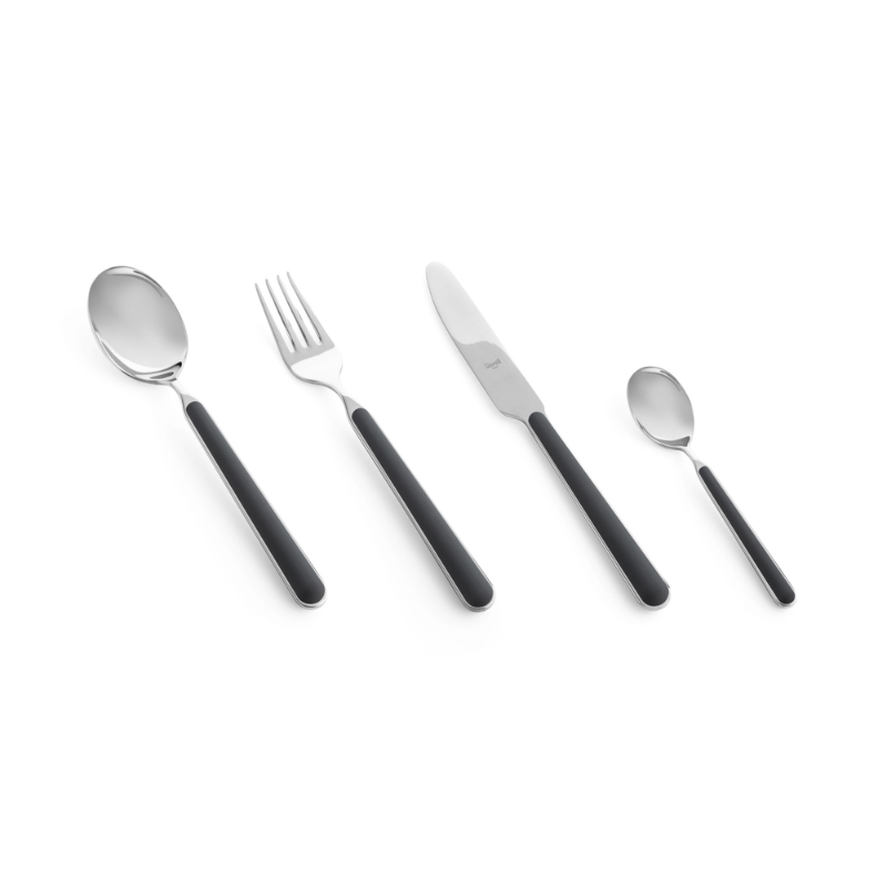 The Fantasia 24 Piece Cutlery Set from Mepra (6 of each per set) in grey.