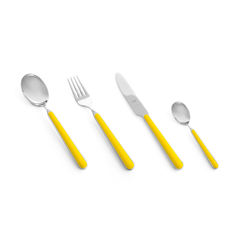 The Fantasia 4 Piece Cutlery Set from Mepra in yellow.