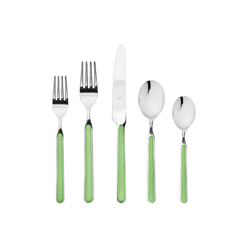 The Fantasia 5 Piece Cutlery Set from Mepra in apple green.