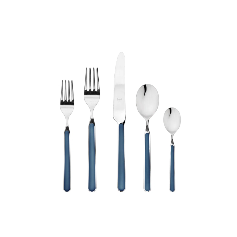 The Fantasia 5 Piece Cutlery Set from Mepra in blue.