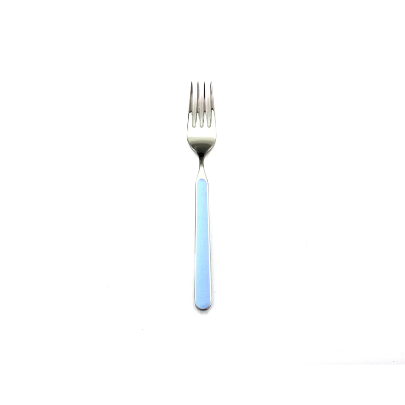 The Fantasia Dessert Fork from Mepra in light blue.