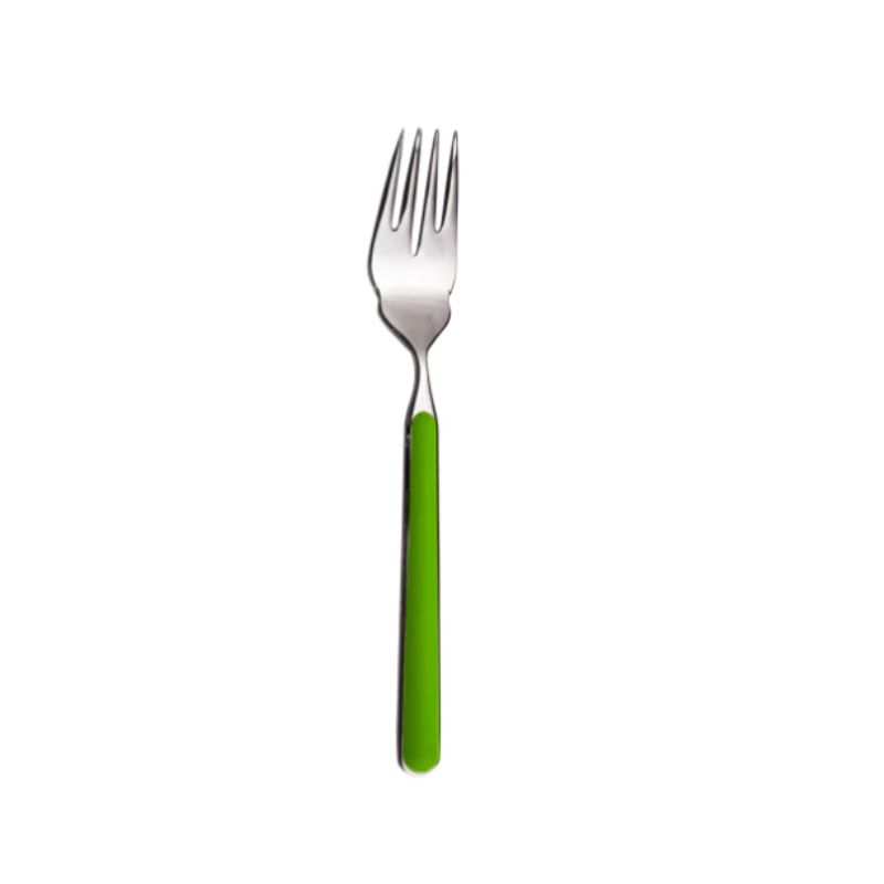 The Fantasia Fish Fork from Mepra in apple green.
