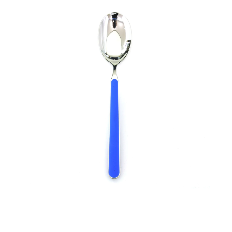 The Fantasia Serving Spoon from Mepra in electric blue.