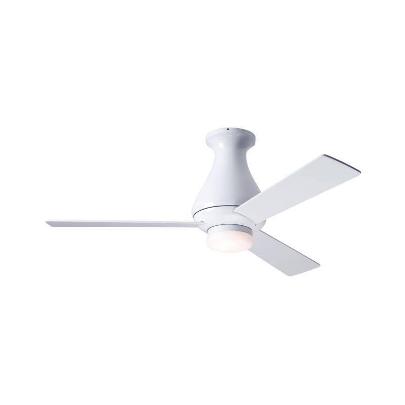 The Altus Flush LED - 42" ceiling fan from Modern Fan Co. in gloss white, with white blades.