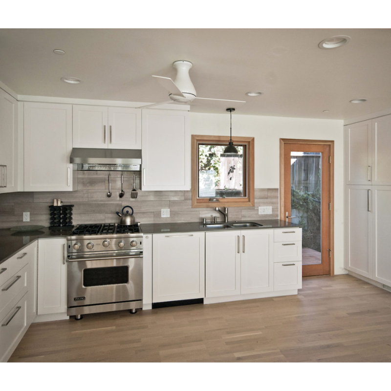 The Altus Flush from The Modern Fan Co. in a kitchen.
