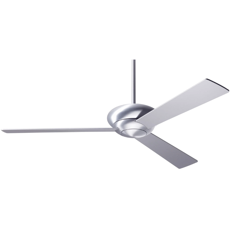 The Altus - 52" ceiling fan from The Modern Fan Co. with the brushed aluminum body and aluminum plywood blades.