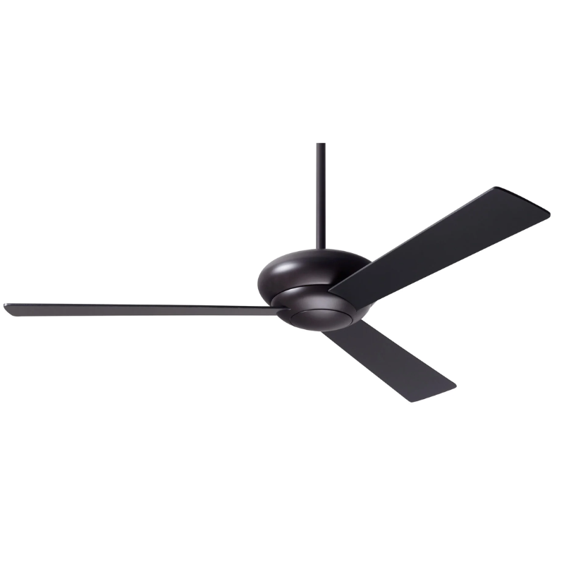 The Altus - 52" ceiling fan from The Modern Fan Co. with the dark bronze body and black plywood blades.