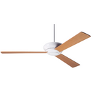 The Altus - 52" ceiling fan from The Modern Fan Co. with the gloss white body and maple plywood blades.