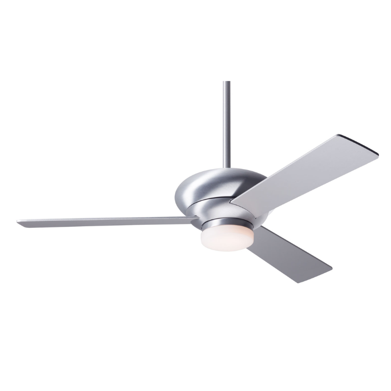 The Altus 42" suspended ceiling fan with LED option from The Modern Fan Co. with the brushed aluminum body and aluminum color blades.