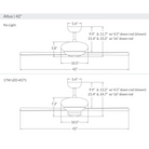 The dimensions for the Altus LED - 42" ceiling fan from The Modern Fan Co.