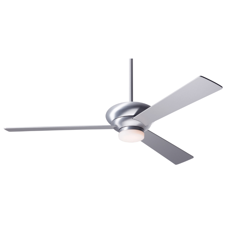 The Altus LED - 52" by the Modern Fan Co. with the brushed aluminum body and aluminum plywood blades.