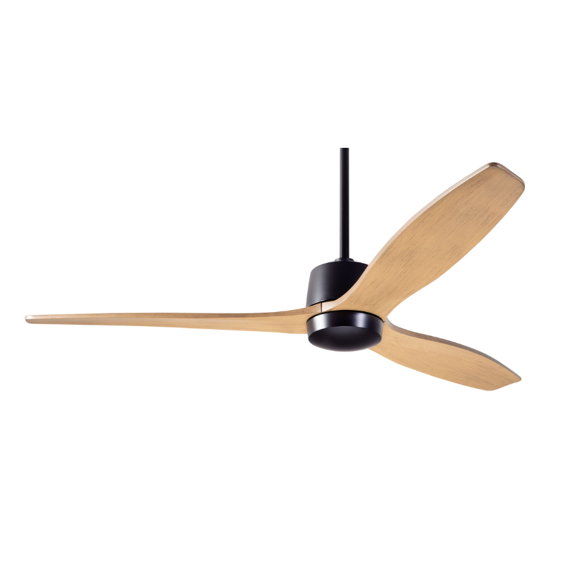 The Arbor DC - 54" ceiling fan by Modern Fan Co. with the dark bronze finish and maple blades.