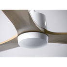 The Arbor DC - 54" ceiling fan by Modern Fan Co. in a close up shot showing the detail of the bottom of the fixture.