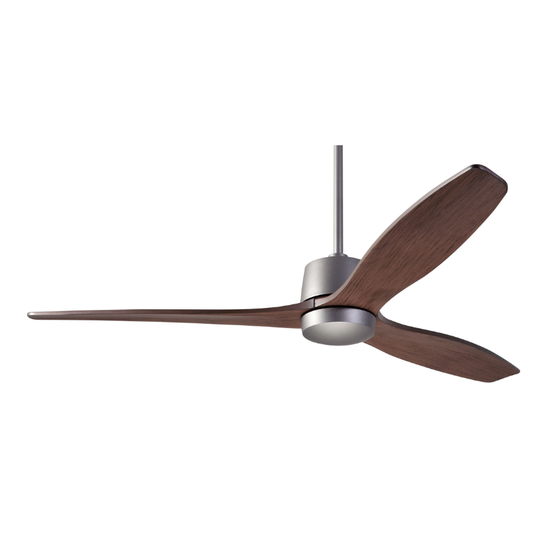 The Arbor DC - 54" ceiling fan by Modern Fan Co. with the graphite finish and mahogany blades.