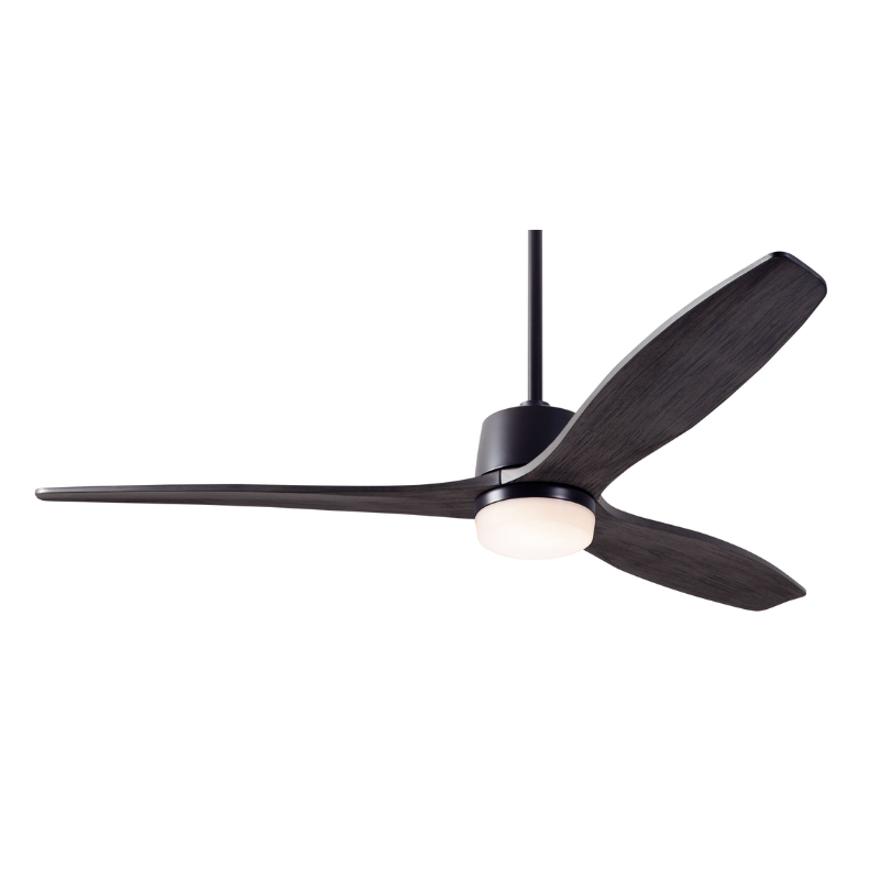 The Arbor DC LED - 54" ceiling fan by Modern Fan Co. with the dark bronze body and ebony blades.