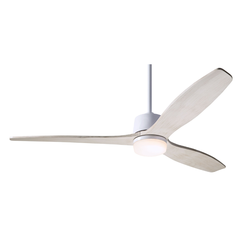 The Arbor DC LED - 54" ceiling fan by Modern Fan Co. with the gloss white body and whitewash blades.