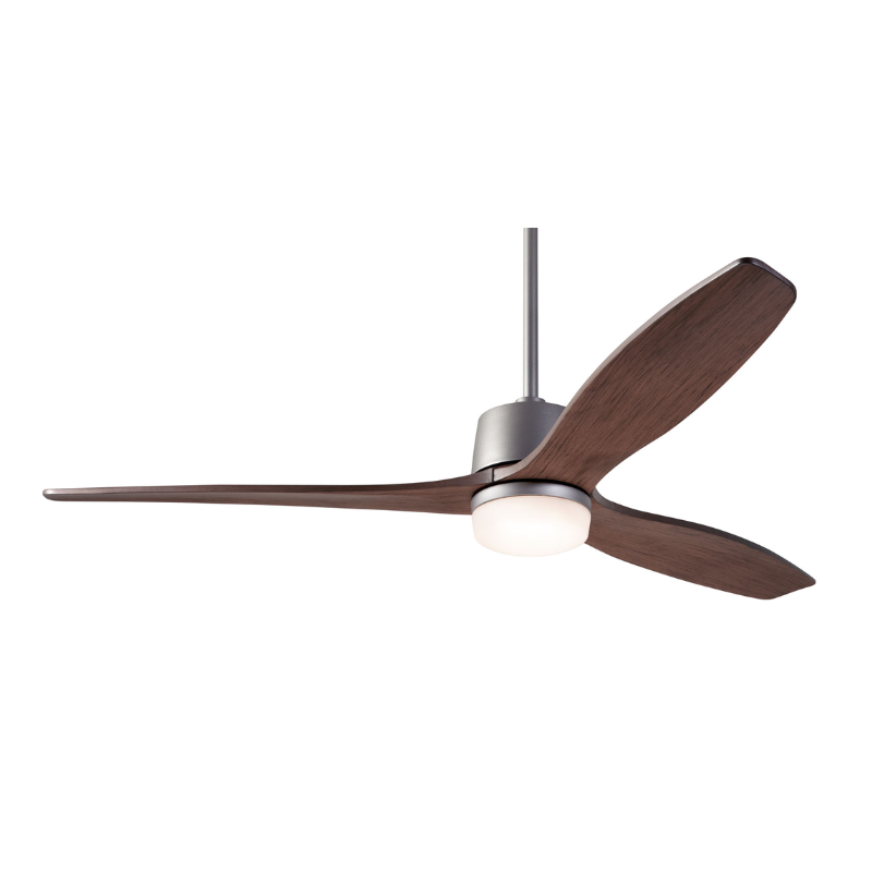 The Arbor DC LED - 54" ceiling fan by Modern Fan Co. with the graphite body and mahogany blades.