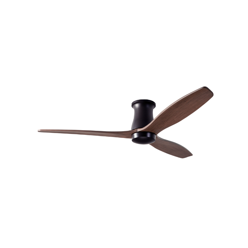 The Arbor Flush DC - 54" ceiling fan from The Modern Fan Co. with the dark bronze body and mahogany blades.
