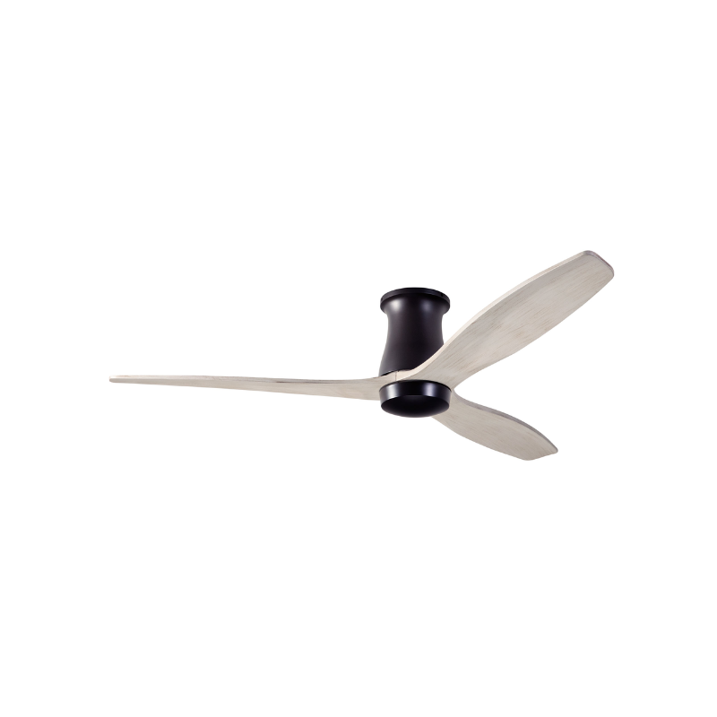 The Arbor Flush DC - 54" ceiling fan from The Modern Fan Co. with the dark bronze body and whitewash blades.