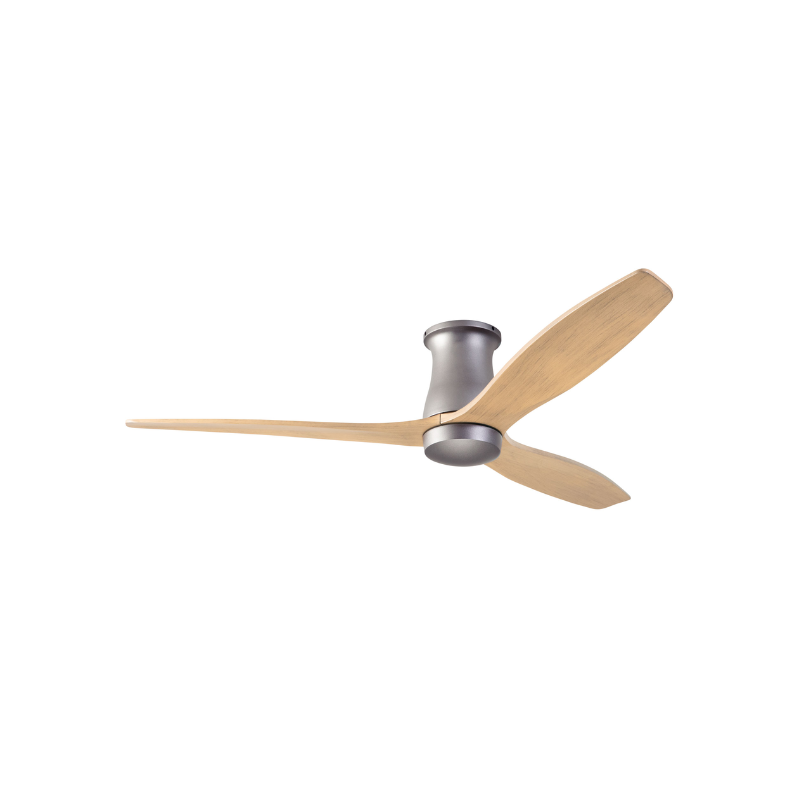 The Arbor Flush DC - 54" ceiling fan from The Modern Fan Co. with the graphite body and maple blades.