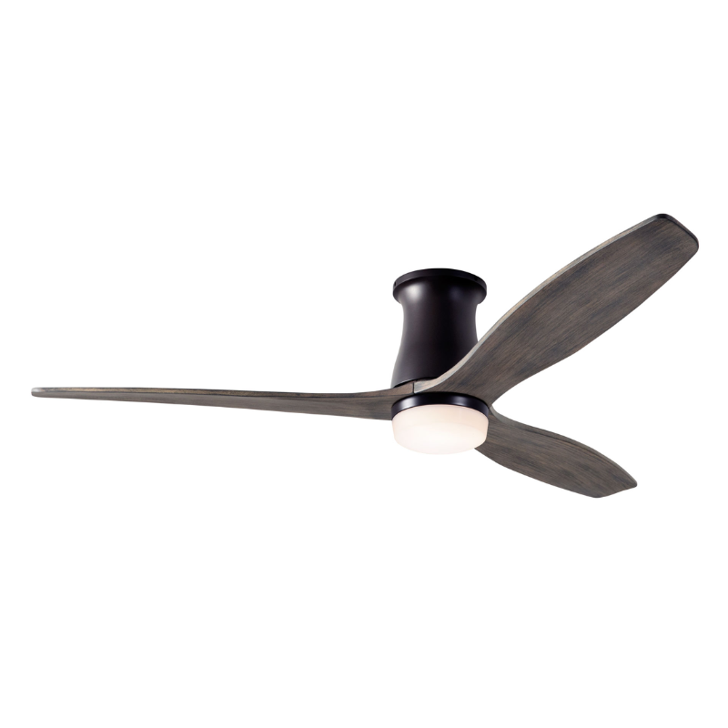 The Arbor Flush DC LED - 54" from Modern Fan Co. with the dark bronze body and graywash blades.