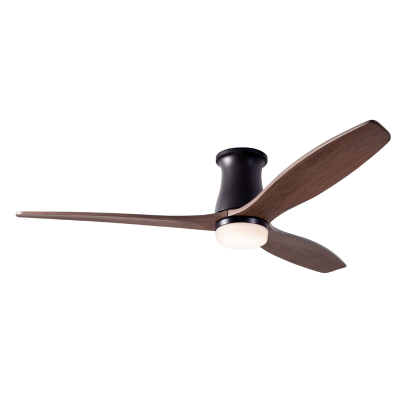 The Arbor Flush DC LED - 54" from Modern Fan Co. with the dark bronze body and mahogany blades.