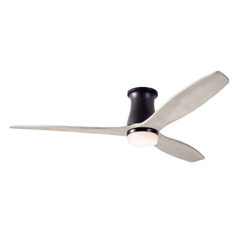 The Arbor Flush DC LED - 54" from Modern Fan Co. with the dark bronze body and whitewash blades.