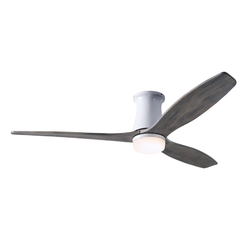 The Arbor Flush DC LED - 54" from Modern Fan Co. with the gloss white body and graywash blades.
