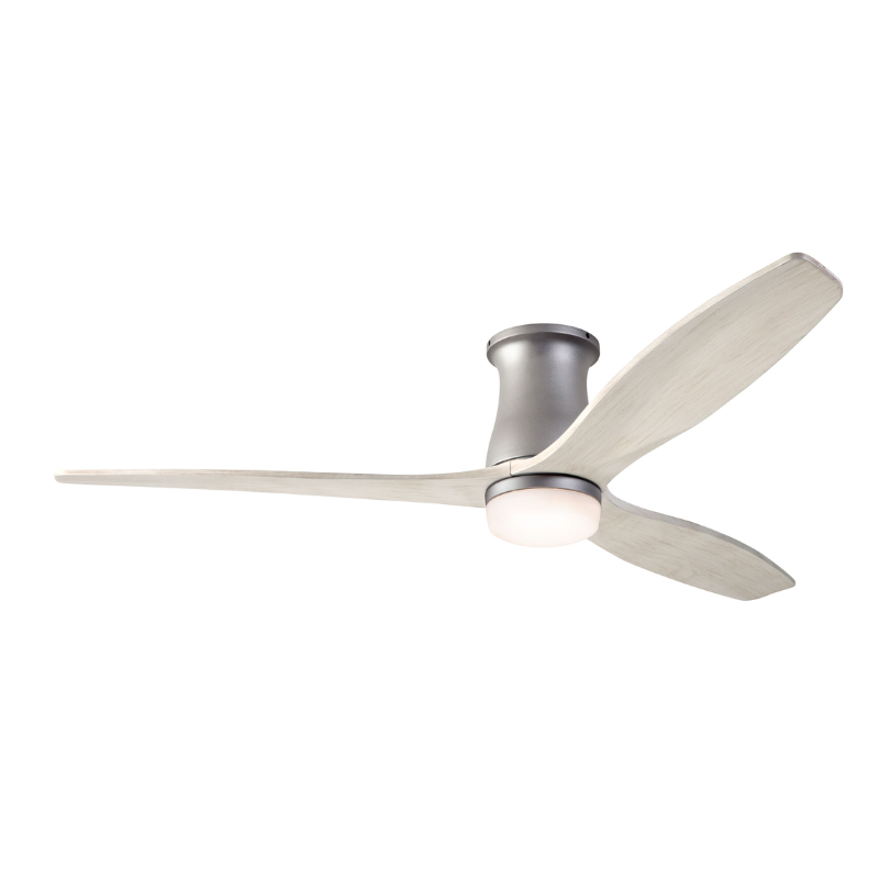 The Arbor Flush DC LED - 54" from Modern Fan Co. with the graphite body and whitewash blades.