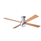 The Ball Flush ceiling fan from Modern Fan Co. with a 52" blade with a brushed aluminum body with maple color blades.