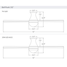 The dimensions for the Ball Flush LED ceiling fan from the Modern Fan Co.