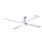 The Ball Flush LED ceiling fan from the Modern Fan Co. with the gloss white body, and white color blades.