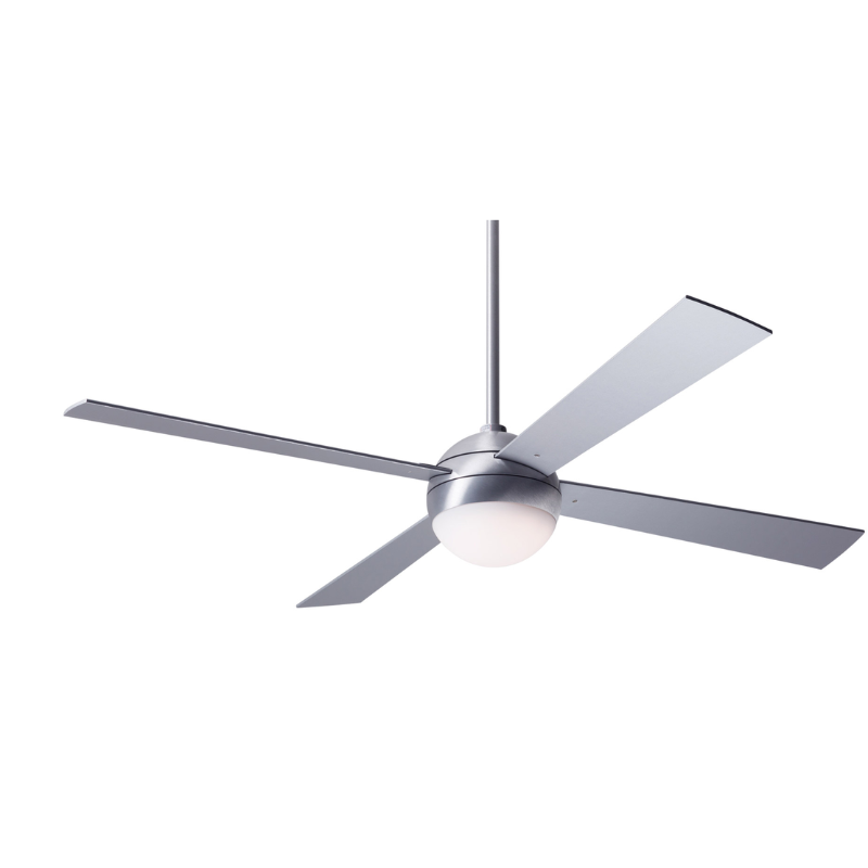 From Modern Fan Co. the Ball LED - 52" with the brushed aluminum body and aluminum blades.