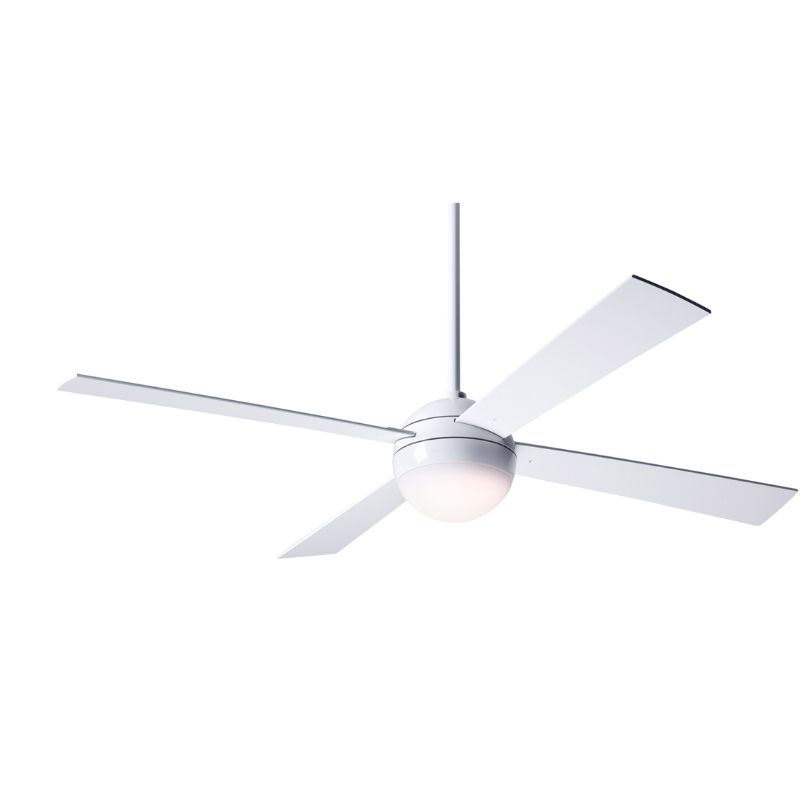 From Modern Fan Co. the Ball LED - 52" with the gloss white body and white blades.