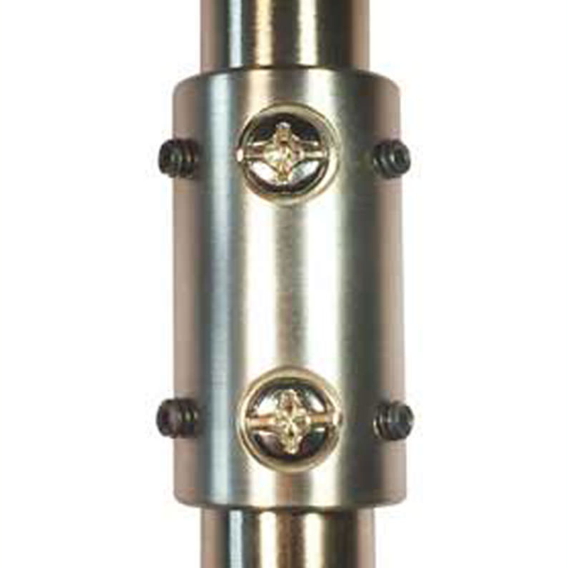 A down rod coupler from The Modern Fan Co. in bright nickel.