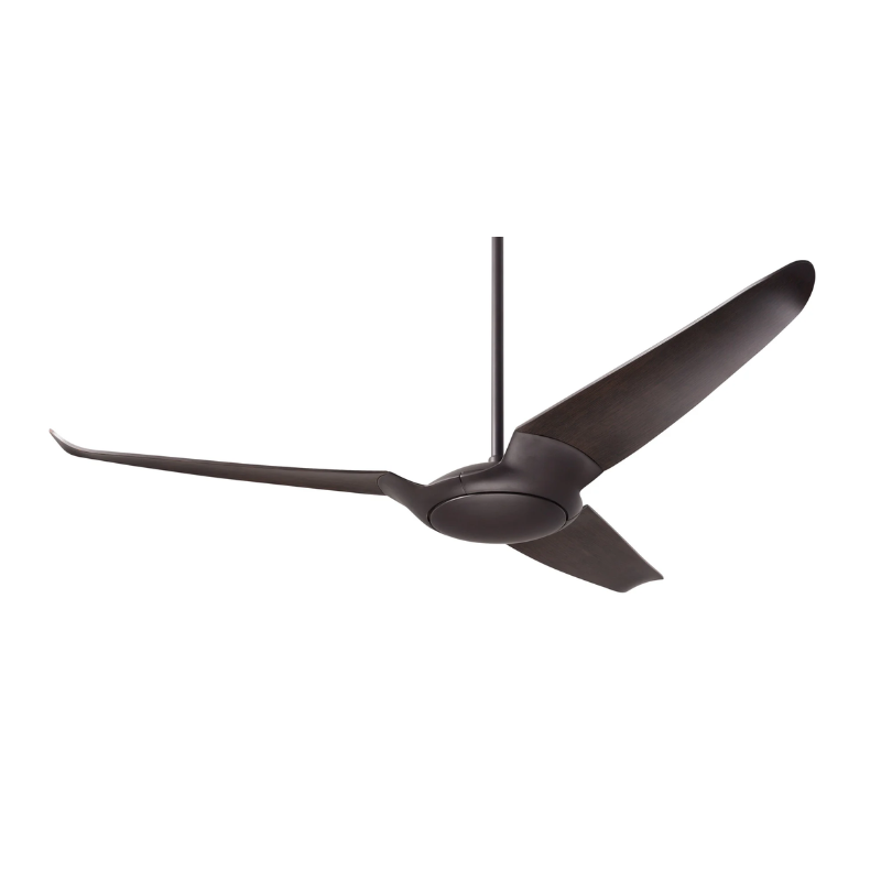 Made out of die cast aluminum with injection-molded ABS blades this is the IC/Air3 DC - 56″ from the Modern Fan Co. This photograph shows the dark bronze body and ebony blade options.