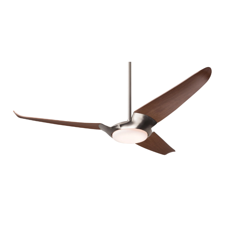 The IC/Air3 DC - 56″ from Modern Fan Co. with the LED option. Shown is the bright nickel body and mahogany blades.