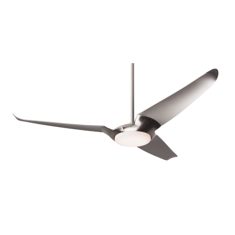 The IC/Air3 DC - 56″ from Modern Fan Co. with the LED option. Shown is the bright nickel body and nickel blades.