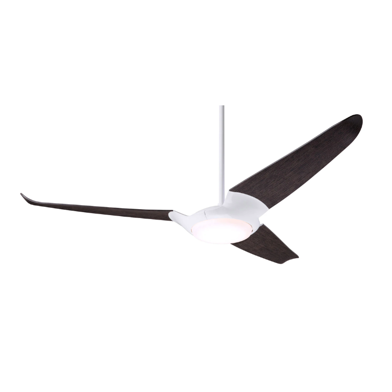 The IC/Air3 DC - 56″ from Modern Fan Co. with the LED option. Shown is the gloss white body and ebony blades.