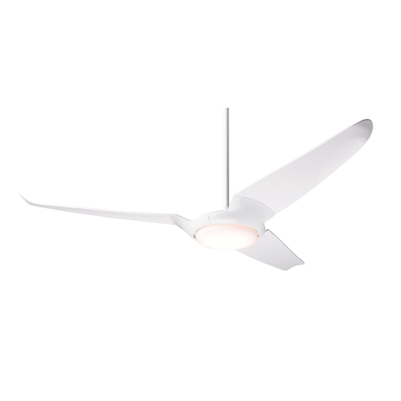 The IC/Air3 DC - 56″ from Modern Fan Co. with the LED option. Shown is the gloss white body and white blades.