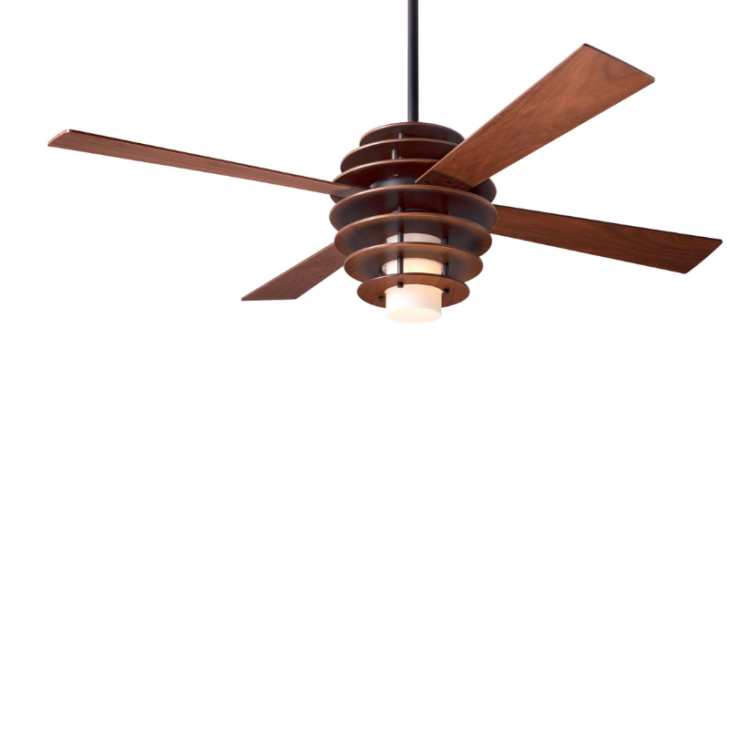 Stella, a simple yet beautiful ceiling fan from The Modern Fan Co. in Mahogany and Dark Bronze.
