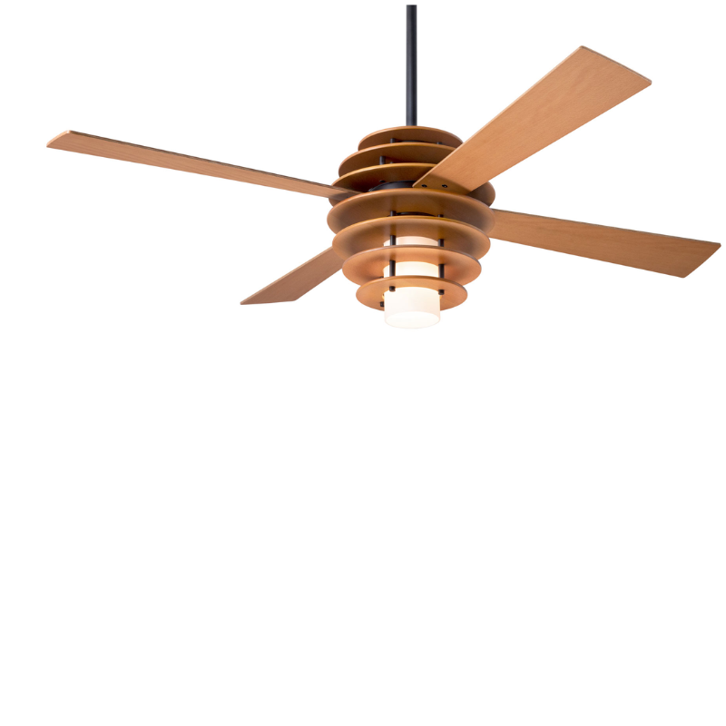 Stella, a simple yet beautiful ceiling fan from The Modern Fan Co in Maple and Dark Bronze.