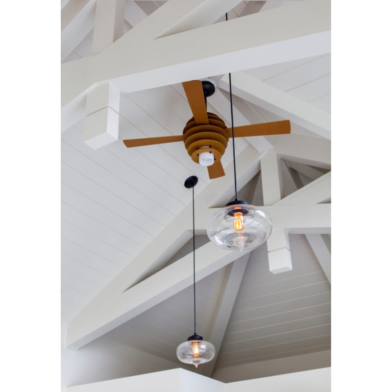 The Stella Ceiling Fan within a beach-like home.