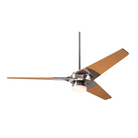 The Torsion 17W LED - 52" ceiling fan from The Modern Fan Co. with the bright nickel body finish and maple blades.