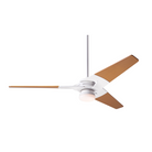 The Torsion 17W LED - 52" ceiling fan from The Modern Fan Co. with the gloss white body finish and maple blades.