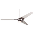 The Torsion 17W LED - 62" by Modern Fan Co. with the bright nickel body and nickel blades.