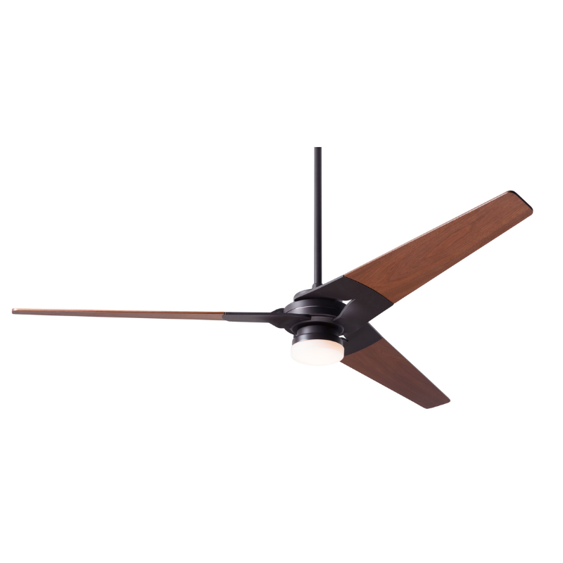 The Torsion 17W LED - 62" by Modern Fan Co. with the dark bronze body and mahogany blades.